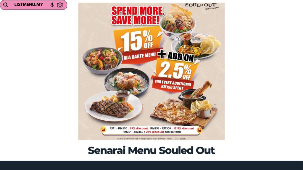 Senarai Menu Souled Out