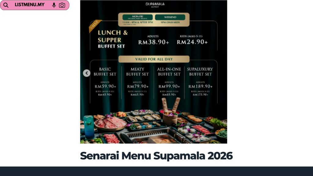 Senarai Menu Supamala 2026